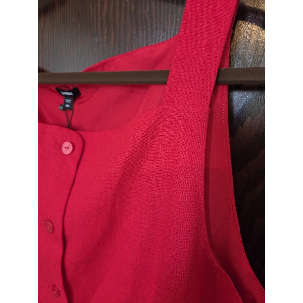 Express Linen Blend Tank Top Vest Lined Red 2X Classic Chic Colorful NWT Boho - Picture 3 of 10